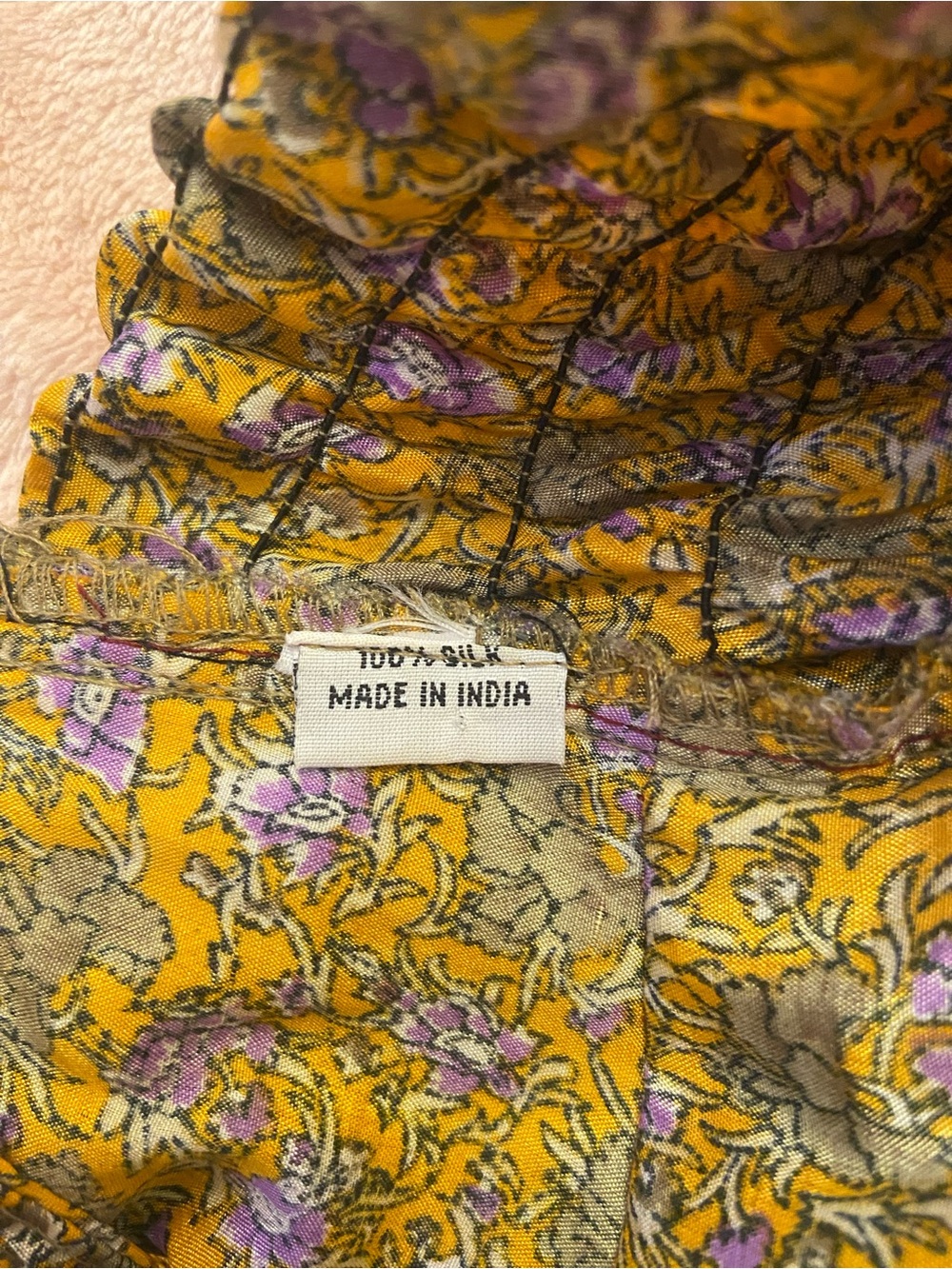 PURE SILK Golden floral midi - Picture 5 of 5